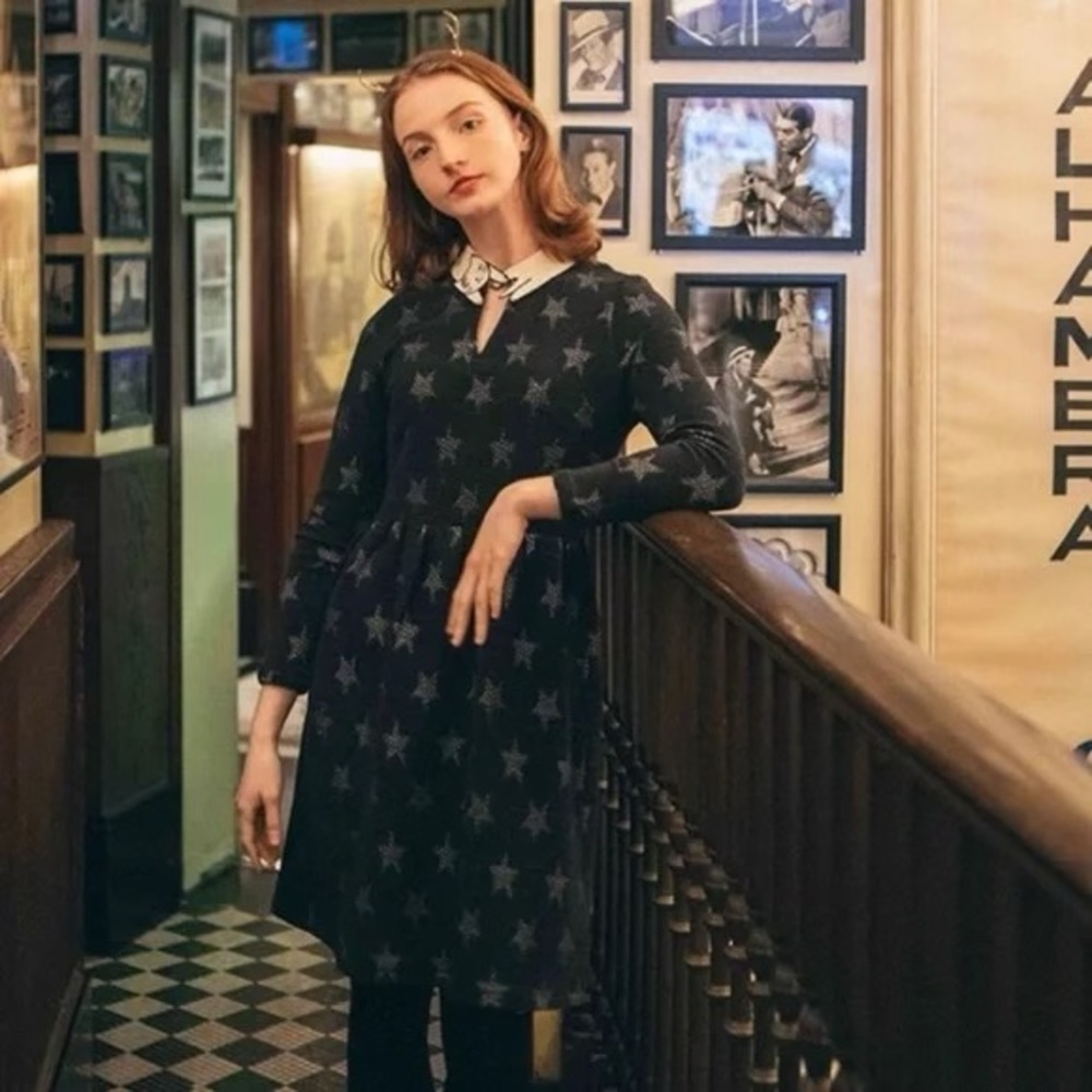 Miss Patina Ziggy Stardust Bowie Cat collar star print dress
